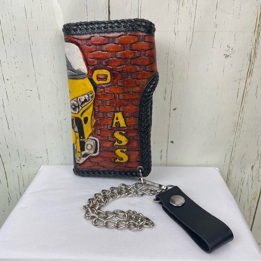 Genuine Leather Custom Biker Wallet - Picture 2 of 14